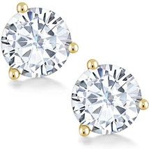 6mm Rotondo Diamanti Finti Solitario a Lobo Orecchini 14K Oro Giallo Placcato - £33.67 GBP