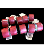 Napkin Rings Set Lot 10 PINK Enamel Metal Metallic Design Made in India NEW - $38.12 CAD