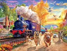 Buffalo Games - Racing the Train - 750 Piece Jigsaw Puzzle for Adults Challengin - £20.29 GBP