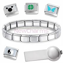 Enamel Italian Charms Plus Starter Bracelet and Charm Tool in Stainless ... - $12.75