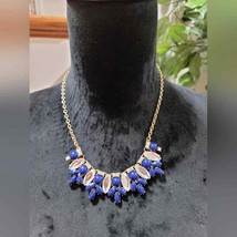 Blue and Crystal Goldtone Necklace - £18.38 GBP