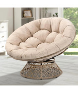 Oversized Wicker Papasan Chair with Soft Thick Density Fabric,360 Degree... - $405.98 CAD