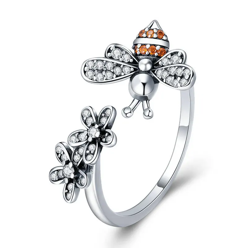 100% 925 Sterling Silver Trendy Bee &amp; Daisy Flower Finger Rings for Women Adjust - £20.08 GBP