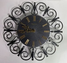 Dugena Vintage Decorative Cast Iron 13&quot; Round Wall Clock Gold Hand Roman Numeral - £55.91 GBP