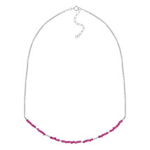 Fashionable Pink Crystal Beads Sterling Silver Chain Necklace - £16.01 GBP