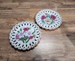 Vintage Hand Painted Flower Plate - Lace Design Hand Painted - Made In I... - $18.79
