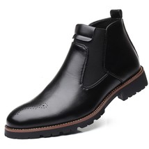 Misalwa Autumn Winter 2021 Men Chelsea Boots Black Red Yellow Microfiber Leather - £61.15 GBP