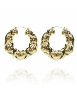 HUGS &amp; KISSES x &amp; heart hoop earrings 18k Layered real gold filled 70mm - $221.81 MXN