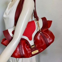 Yazmin Huguette Leather Shoulder Bag Retro Mexico Pebbled Burgundy Bone ... - $228.09 CAD