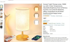 Light Therapy Lamp, 10000 Lux with 3 Color Temperatures - $16.83