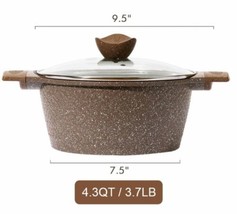 CAROTE 4.3 Qt Dutch Oven w/Lid ~ Nonstick ~ TERRA BROWN Granite ~ ALL St... - $56.10