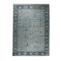 EORC U8BL6X9 Hand-Knotted Wool Oushak Rug, 6&#39; x 9&#39;, Blue Area Rug - £844.18 GBP