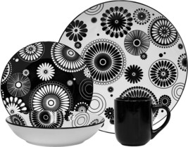 Stoneware Dinnerware Set 16 Piece For 4 Modern Plates Salad Bowls Mugs B... - £59.47 GBP