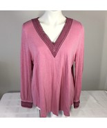 Soft Surroundings XL Top Embroidered Eyelet Accents Pink Long Sleeve - $24.99