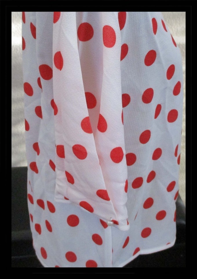 Koton Ladies White with Red Polka Dot Blouse Short Sleeve Size 8 NEW Item image 3