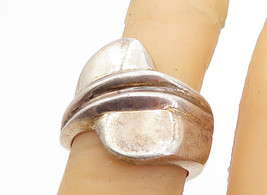 MEXICO 925 Sterling Silver - Vintage Smooth Bypass Design Band Ring Sz 6- RG4833 - £44.06 GBP
