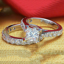 1.5Ct Imitación Princesa Diamante 14k Bañado en Oro Blanco Anillo de Compromiso - £129.55 GBP