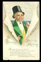 Vintage Paper Postcard St Patricks Day Holiday Greeting 1913 Green Leprechaun - £10.14 GBP