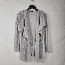 Tahari Womens Cardigan Size S Gray Merino Wool Open Front Waterfall Ligh... - $23.13