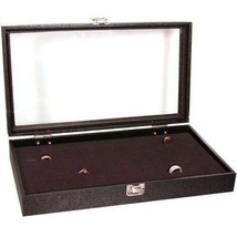 Glass Top Black Jewelry Display Case 72 Slot Compartment Ring Tray - £22.46 GBP