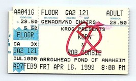 Korn Rob Zombi Concierto Ticket Stub Abril 16 1999 Anaheim California - £32.46 GBP