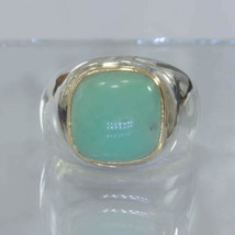 Australian Blue Opal Handmade Silver 18K Gold Gents Ring size 10.25 Design 52 - £161.86 GBP