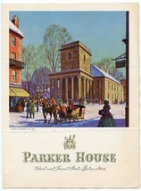 Parker House Menu King&#39;s Chapel An Old Landmark in Boston Massachusetts ... - £29.55 GBP