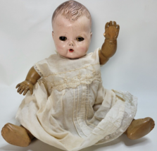Vintage Creepy Scary Spooky Rubber Body Baby Doll in Dress American Char... - £23.74 GBP