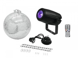 Eurolite Set Mirror Ball 30cm with Motor + LED PST-5 QCL Spot Black - £103.23 GBP