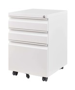 White Mobile 3-Drawer Metal File Cabinet w/ Lock Home Office - $2,713.87 MXN