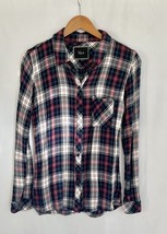 Rails Hunter Button Up Shirt MEDIUM Rogue Navy Plaid Flannel Long Sleeve... - $22.99