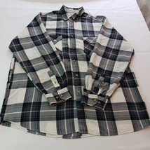 Northwest Blue Shirt Mens L Tall Green & White Plaid Vintage Flannel Long Sleeve image 2