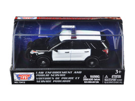 2015 Ford Police Interceptor Utility Plain Black White 1/43 Diecast Car Motormax - £18.95 GBP