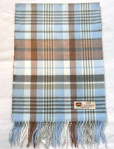 100% Cashmere Scarf Made In English Plaid Li-Blue/Coffee/White/Gray #100... - £15.75 GBP