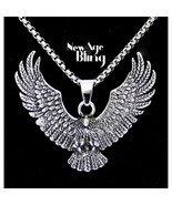 Open Wings Eagle Pendant Necklace Set Stainless Steel 24&quot; Box Chain - £7.67 GBP