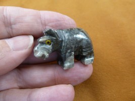 (Y-HIP-1) gray HIPPO Hippopotamus gem Gemstone figurine SOAPSTONE love h... - £6.78 GBP