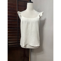 Supply &amp; Demand Womens Blouse White Sleeveless Ruffle Open Back Cap Sleeve S New - £17.45 GBP