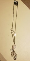 Paparazzi Long Necklace & Earring Set (New) #751 Stones W/ Charms - White - $4.95