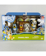 New! Bluey &amp; Friends School Pack Bluey, Rusty, Chloe, Calypso Figure Set - $380.56 MXN