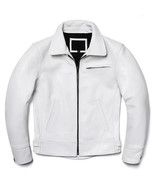 HOT Men Stylish White Jacket Leather Handmade Genuine Lambskin Biker Mot... - $114.75+