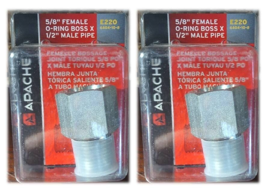 Apache 39038972 Hydraulic Adapter, 5/8&#39;&#39;-In. Female 0-Ring x 1/2&#39;&#39;-In. M... - $15.14