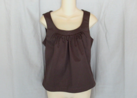 Talbots top  tank shell Size 10 brown scoop neck sleeveless 100% cotton - £10.46 GBP