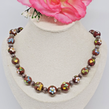 Vintage Chinese Cloisonne Beads Red Yellow Blue Choker Necklace - £27.93 GBP