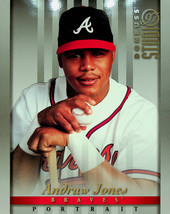 1997 Donruss Studio Portraits Baseball Card Andrew Jones #4 8X10 - £3.35 GBP