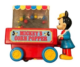 VTG Disney Mickey Corn Popper Toy Mouse Walks Pops Plays Music Popcorn W... - $28.49