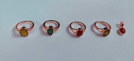 Natural gemstone copper Ring &amp; Locket  Emerald mooga Pukhraj yellow Sapp... - £150.79 GBP