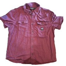 Harley Davidson Short Sleeve Shirt Button Down Embroidered Maroon Men&#39;s XL - $25.69