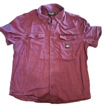 Harley Davidson Short Sleeve Shirt Button Down Embroidered Maroon Men&#39;s XL - £20.20 GBP