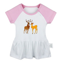 Cute Cartoon Deer King and Queen Couples Baby Girl Dresses Infant Cotton Clothes - £9.38 GBP