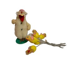 Vintage Mama Chicken chick 5 inch tall and baby chick picks Japan - £9.34 GBP